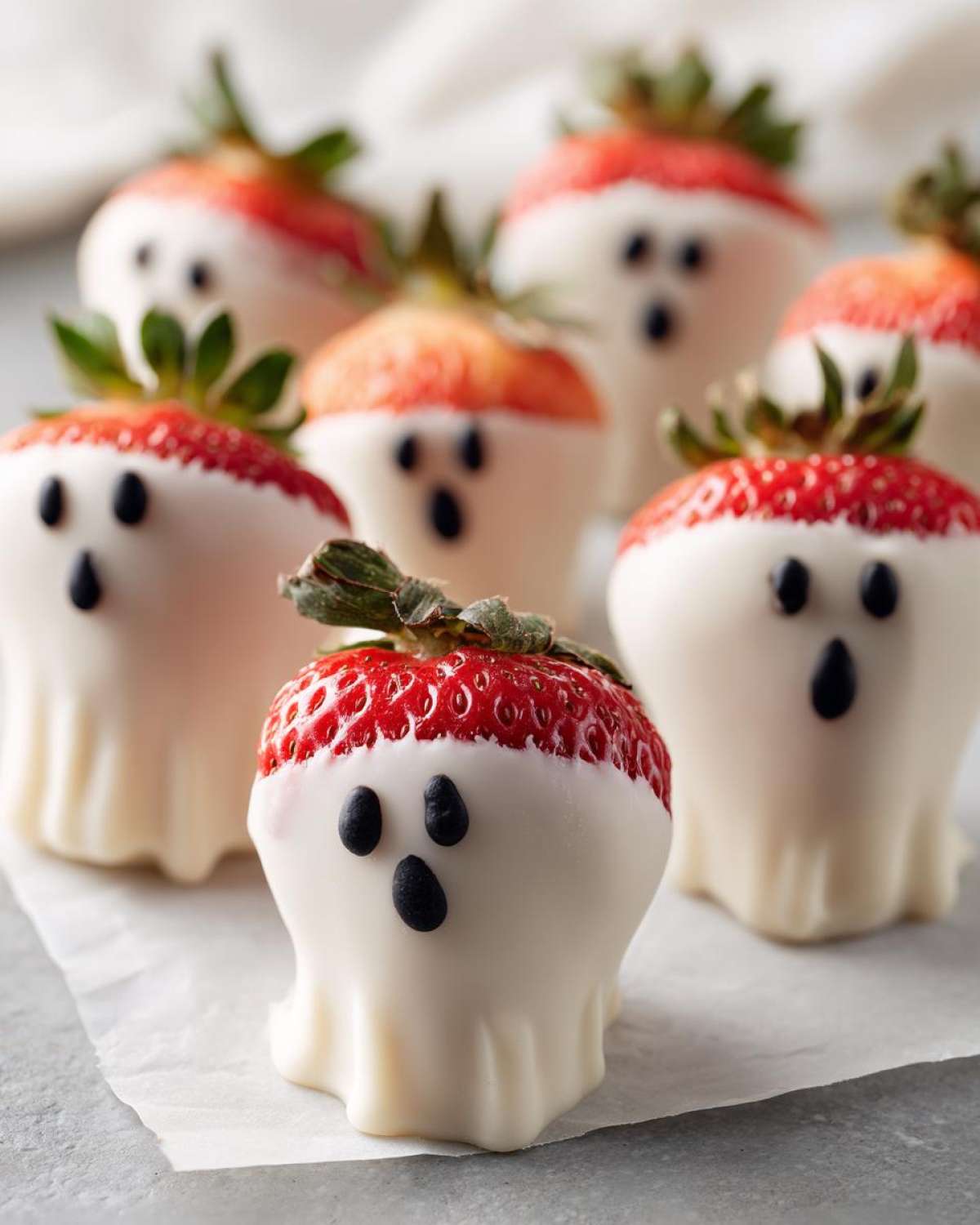 Ghostly White Chocolate Strawberries - detail 2