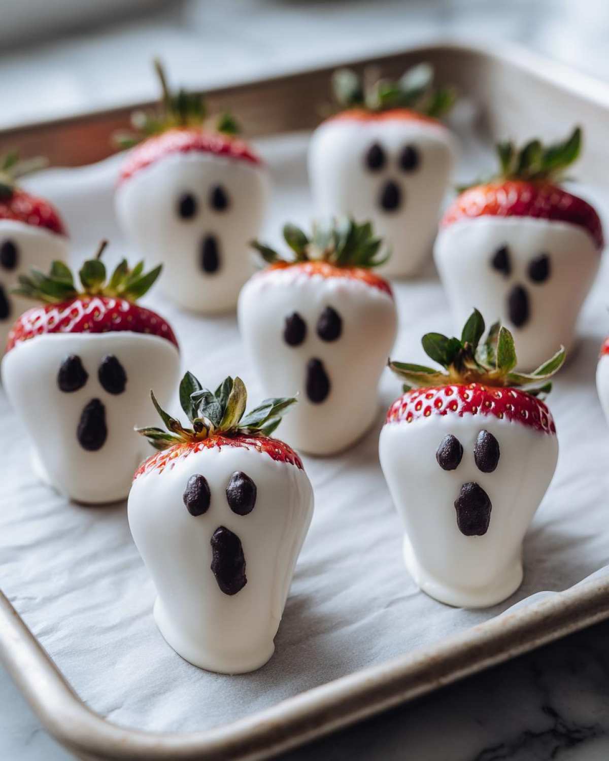 Ghostly White Chocolate Strawberries - detail 3