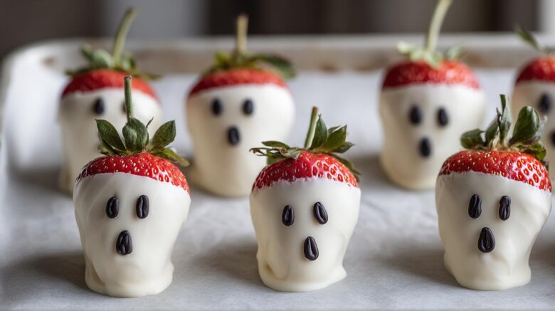 Ghostly White Chocolate Strawberries