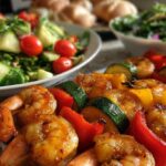Grilled Shrimp Skewers with Veggie Salad