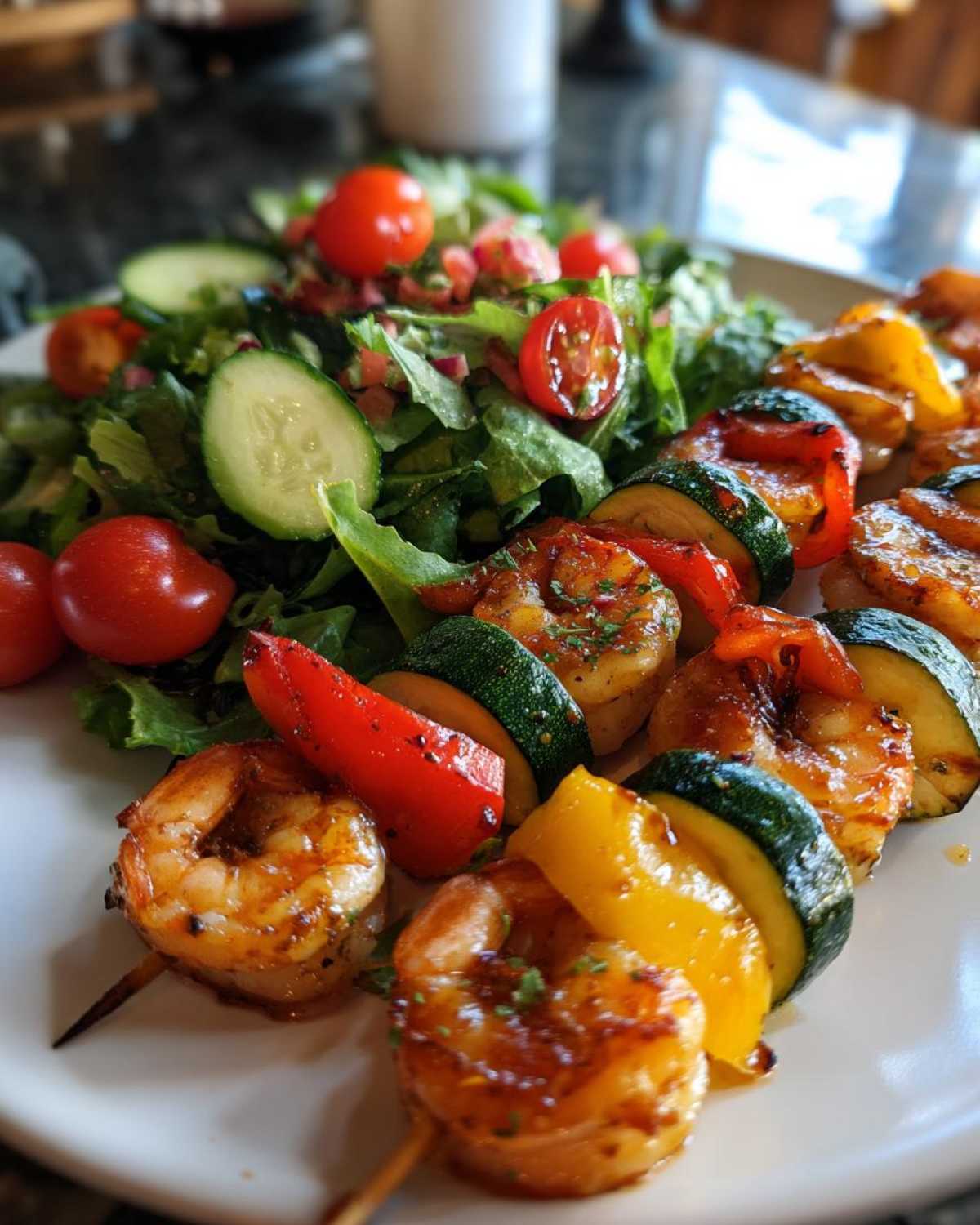 Grilled Shrimp Skewers with Veggie Salad - detail 3