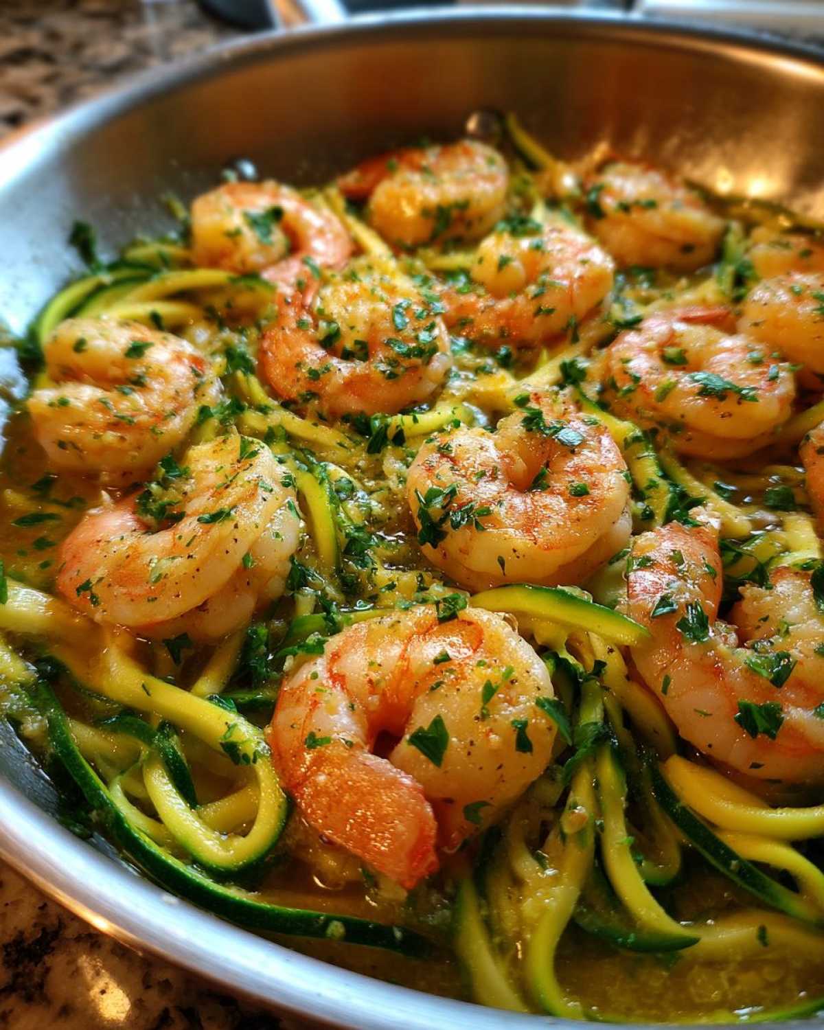 Lemon Garlic Shrimp Zoodles - detail 2