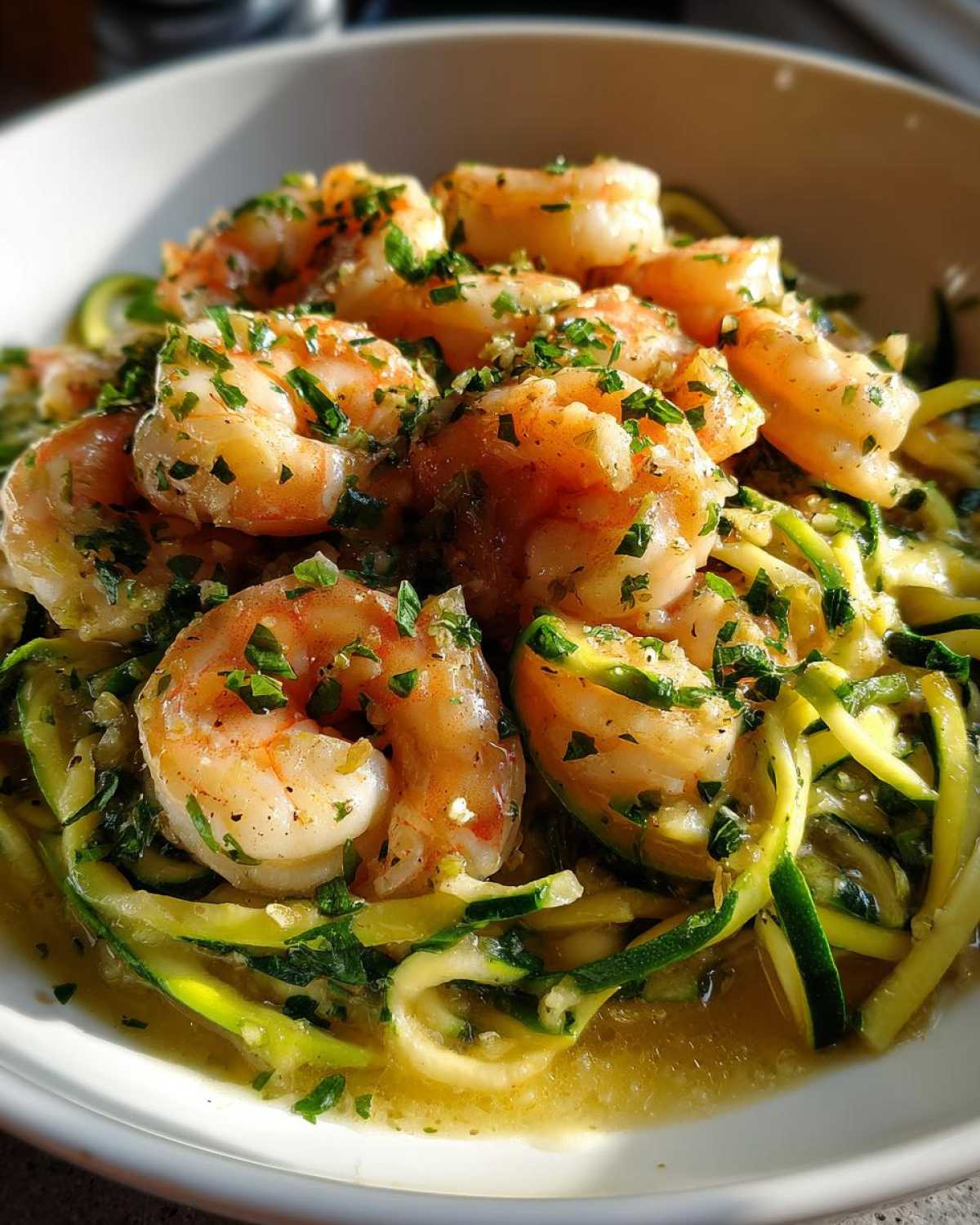 Lemon Garlic Shrimp Zoodles - detail 3