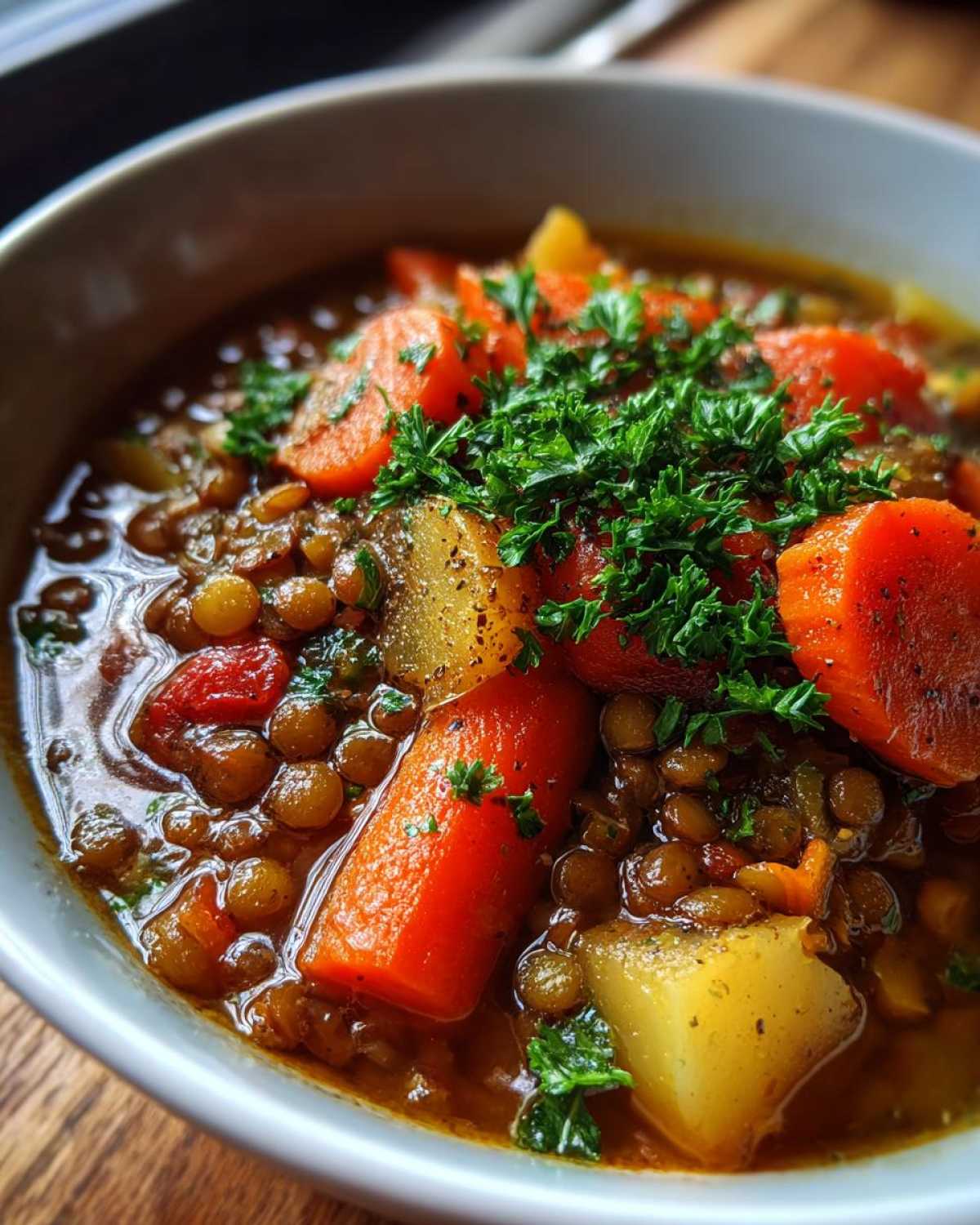 Lentil and Veggie Soup - detail 1