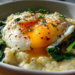 Savory Oatmeal with Spinach and Poached Egg