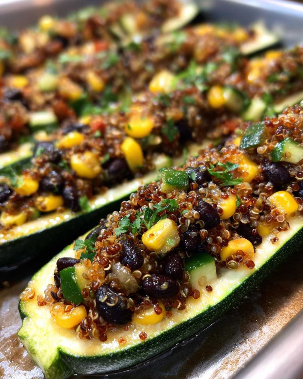 Stuffed Zucchini Boats with Quinoa - detail 3