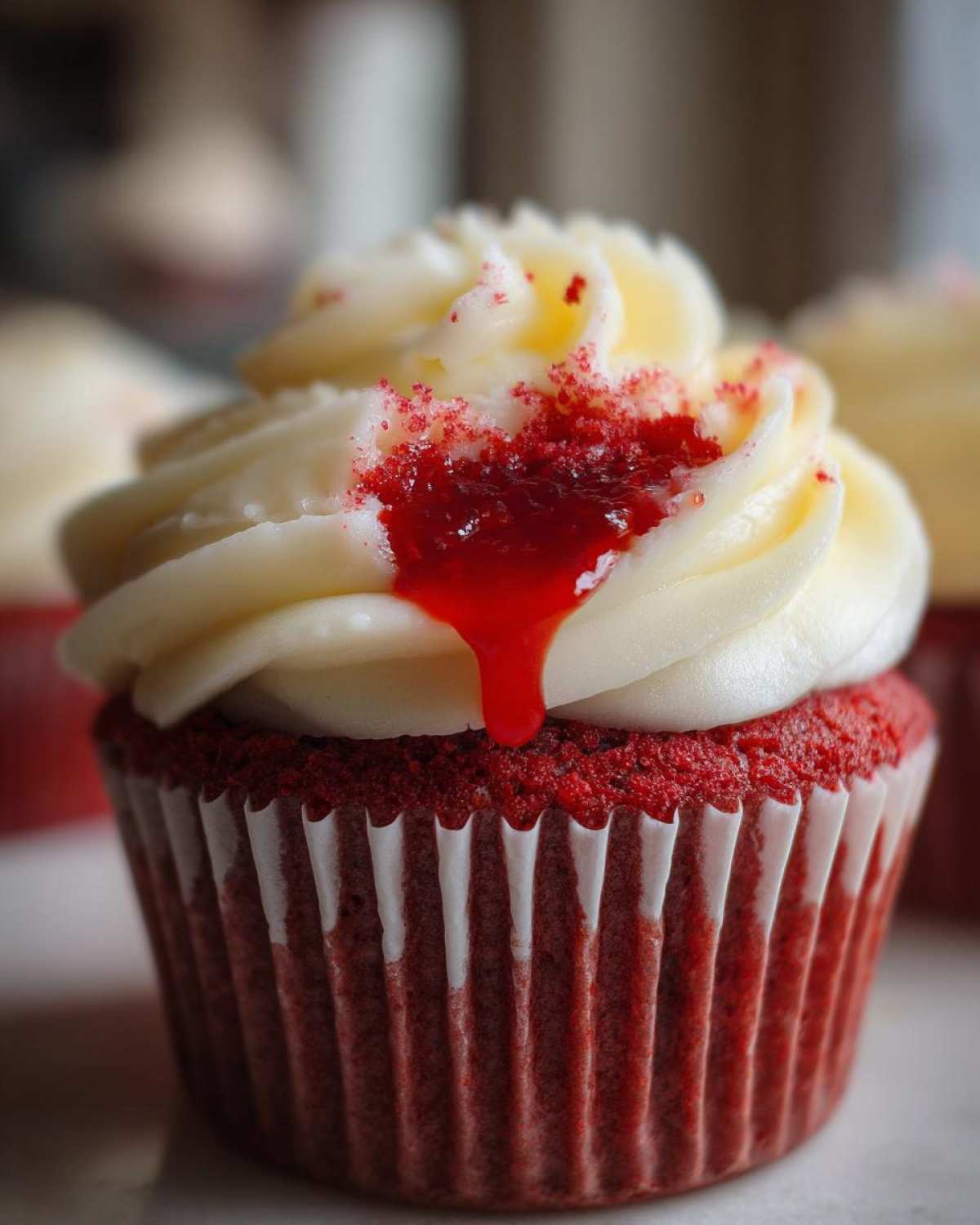 Vampire Bite Red Velvet Cupcakes - detail 1