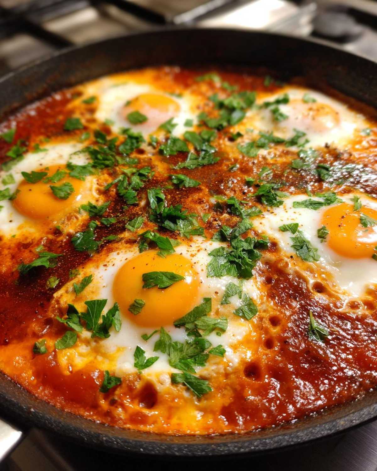 Easy Shakshuka (Eggs in Spiced Tomato Sauce) - detail 1