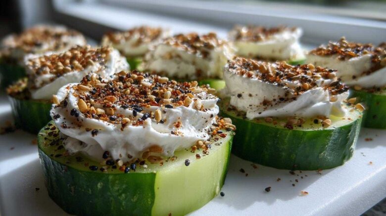 Everything Bagel Cucumber Bites (Low-Carb Appetizer)
