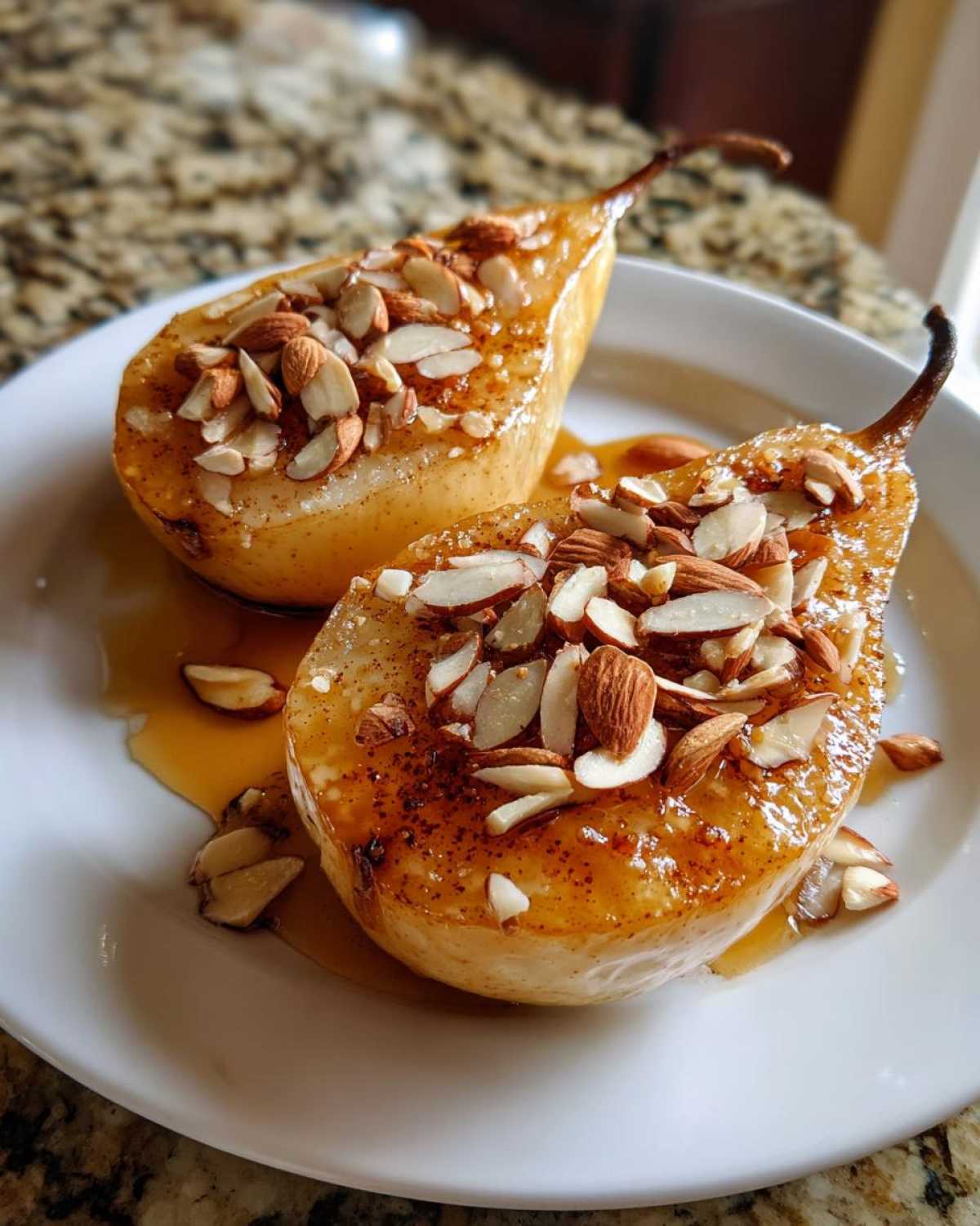 Honey-Almond Baked Pears (Healthy Winter Dessert for Breakfast) - detail 1