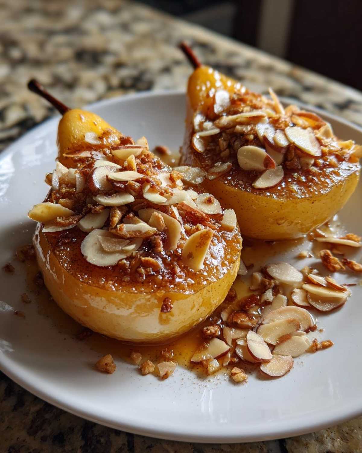 Honey-Almond Baked Pears (Healthy Winter Dessert for Breakfast) - detail 2