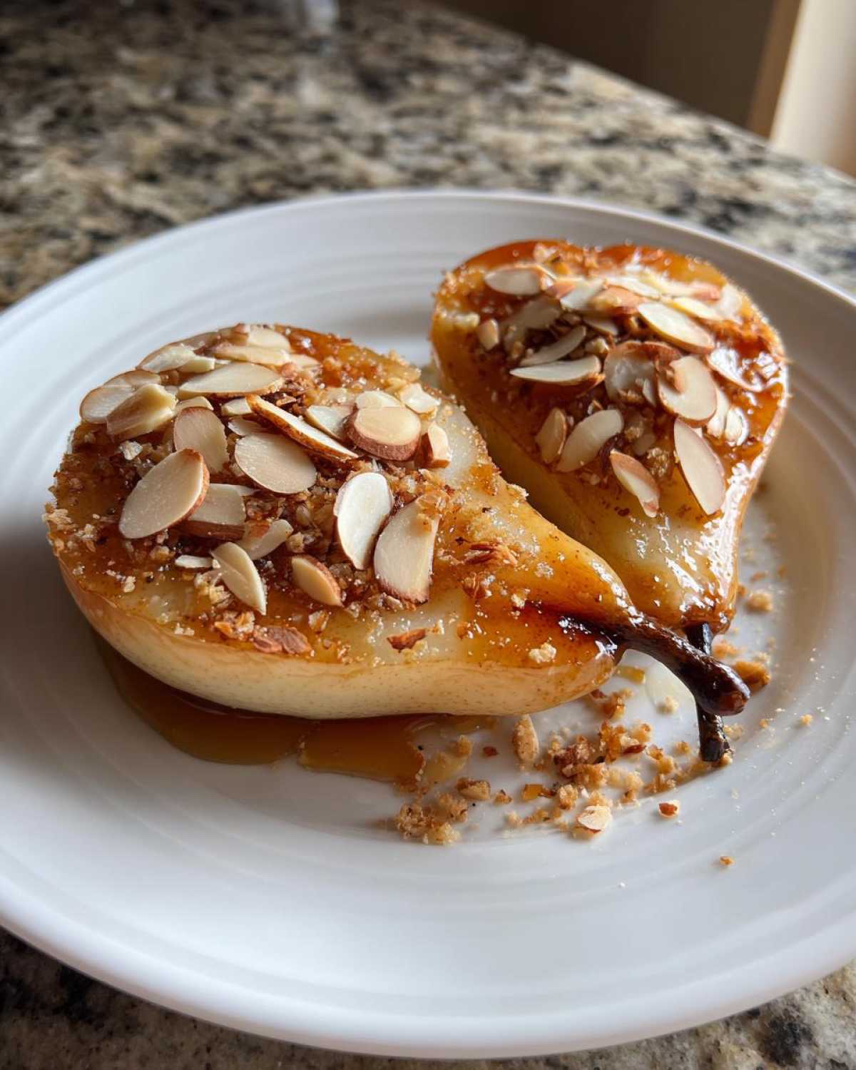 Honey-Almond Baked Pears (Healthy Winter Dessert for Breakfast) - detail 3