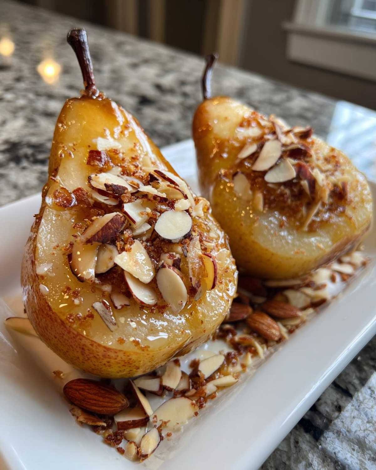 Honey-Almond Baked Pears (Healthy Winter Dessert for Breakfast) - detail 4