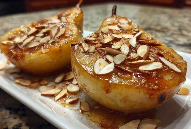 Honey-Almond Baked Pears (Healthy Winter Dessert for Breakfast)