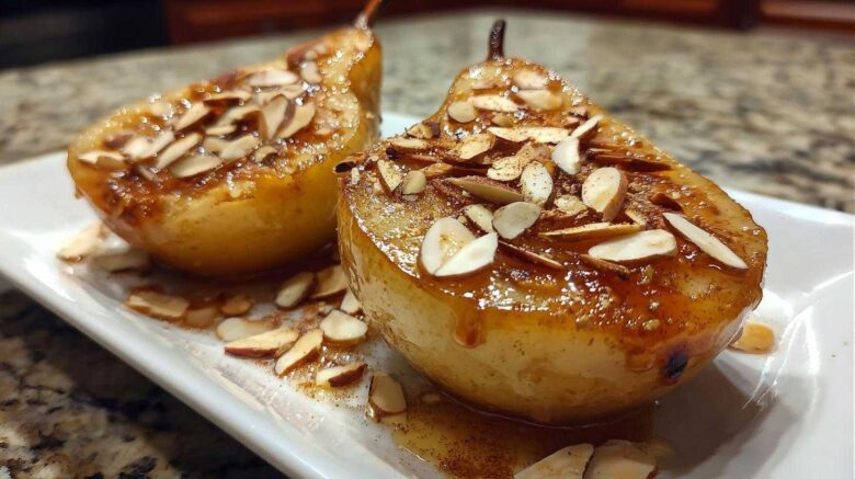 Honey-Almond Baked Pears (Healthy Winter Dessert for Breakfast)