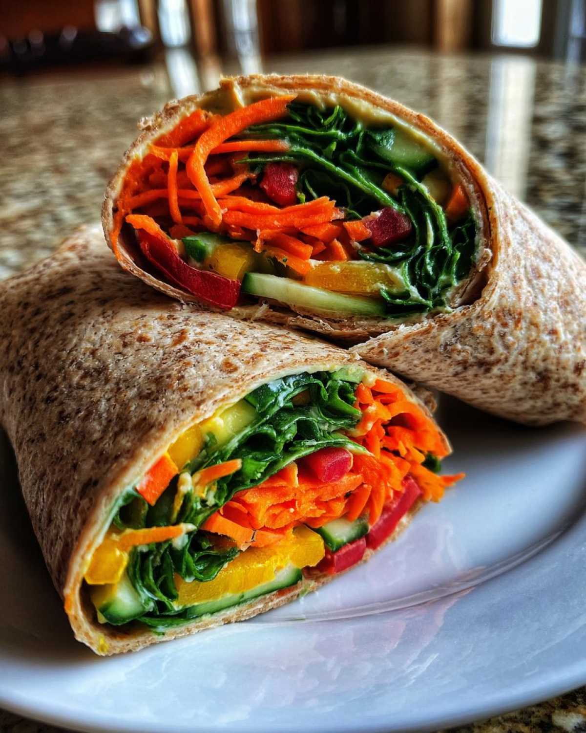 No-Salad Healthy Lunch: Rainbow Veggie Wraps - detail 1