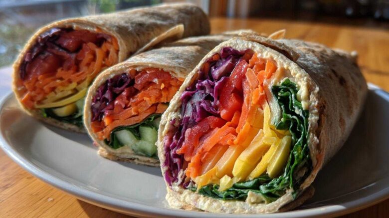 No-Salad Healthy Lunch: Rainbow Veggie Wraps