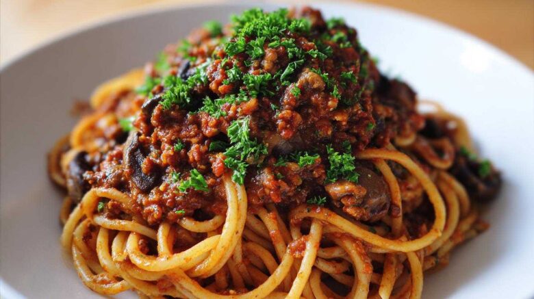 Plant-Based Bolognese with Mushrooms and Walnuts