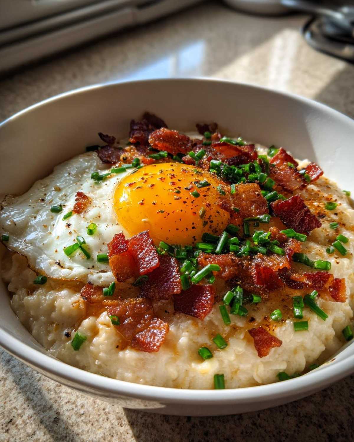 Savory Oatmeal with Bacon and Egg (Game Changer!) - detail 1
