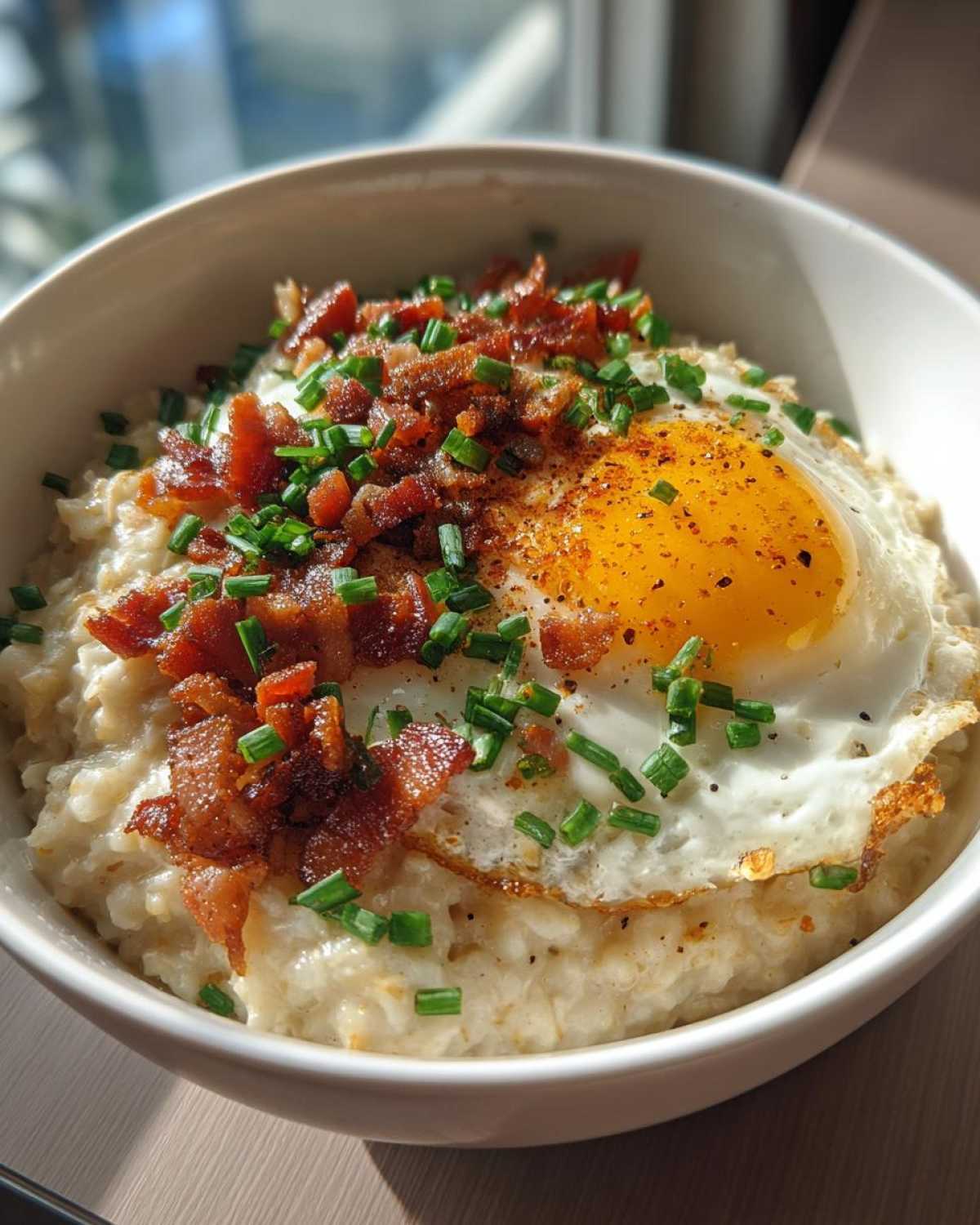 Savory Oatmeal with Bacon and Egg (Game Changer!) - detail 2