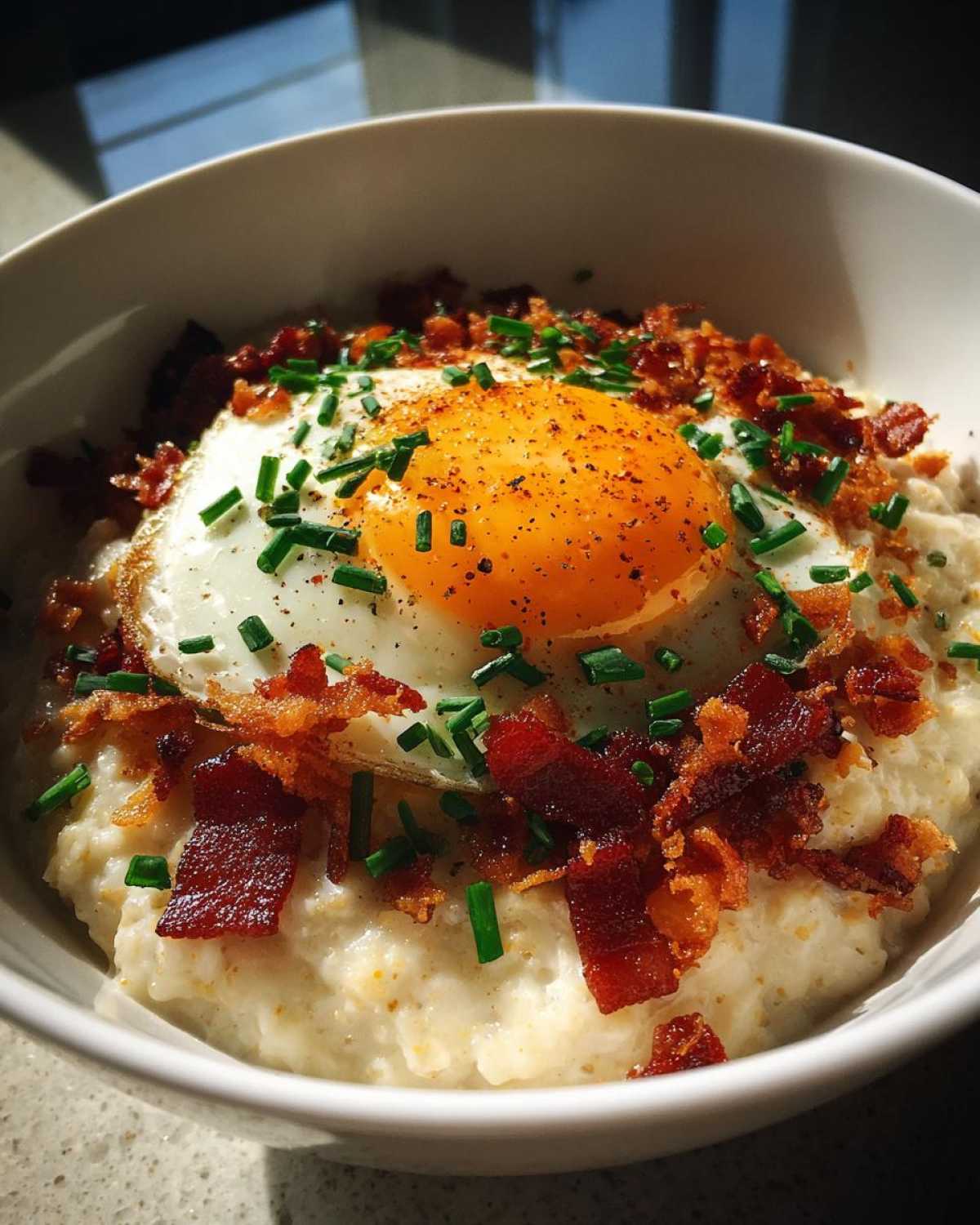 Savory Oatmeal with Bacon and Egg (Game Changer!) - detail 4