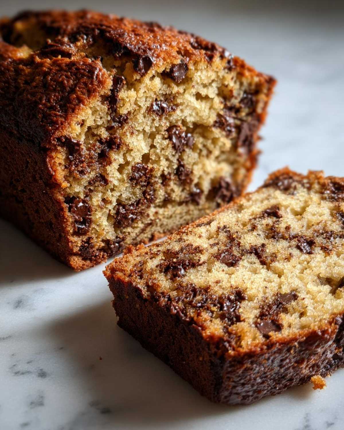 Vegan Chocolate Chip Banana Bread (Moist & Fluffy) - detail 2