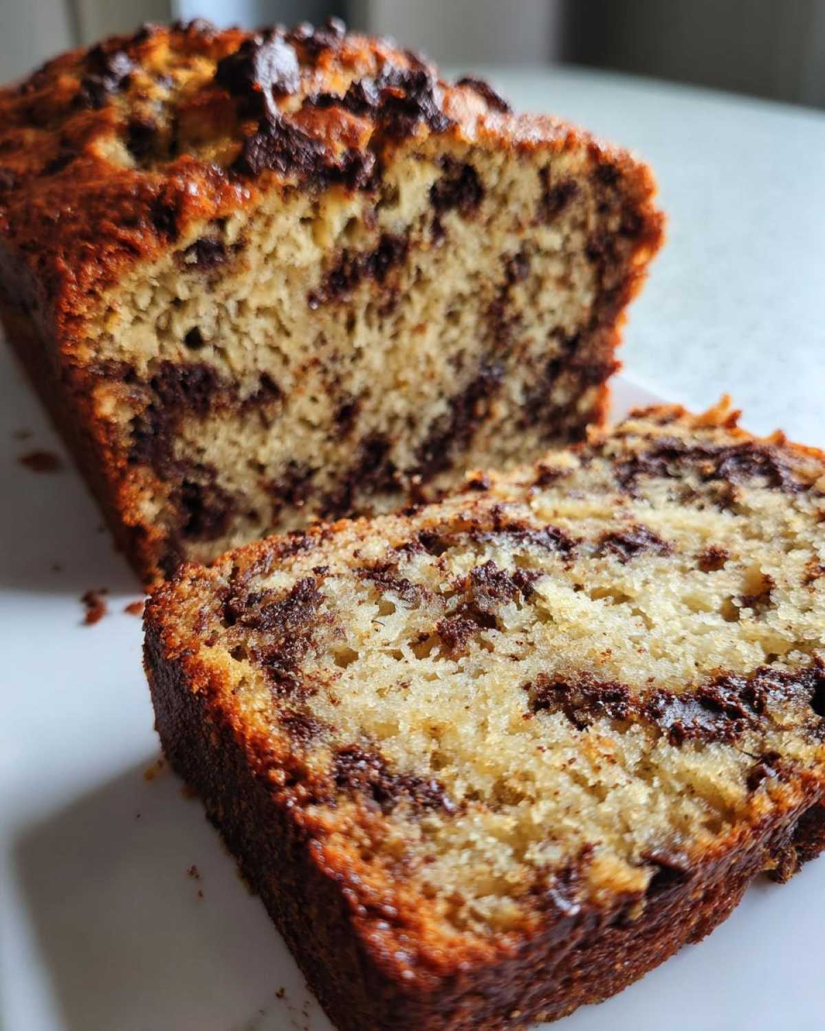 Vegan Chocolate Chip Banana Bread (Moist & Fluffy) - detail 4