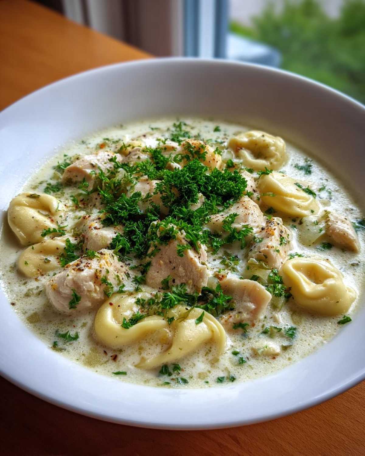 creamy chicken tortellini soup - detail 2