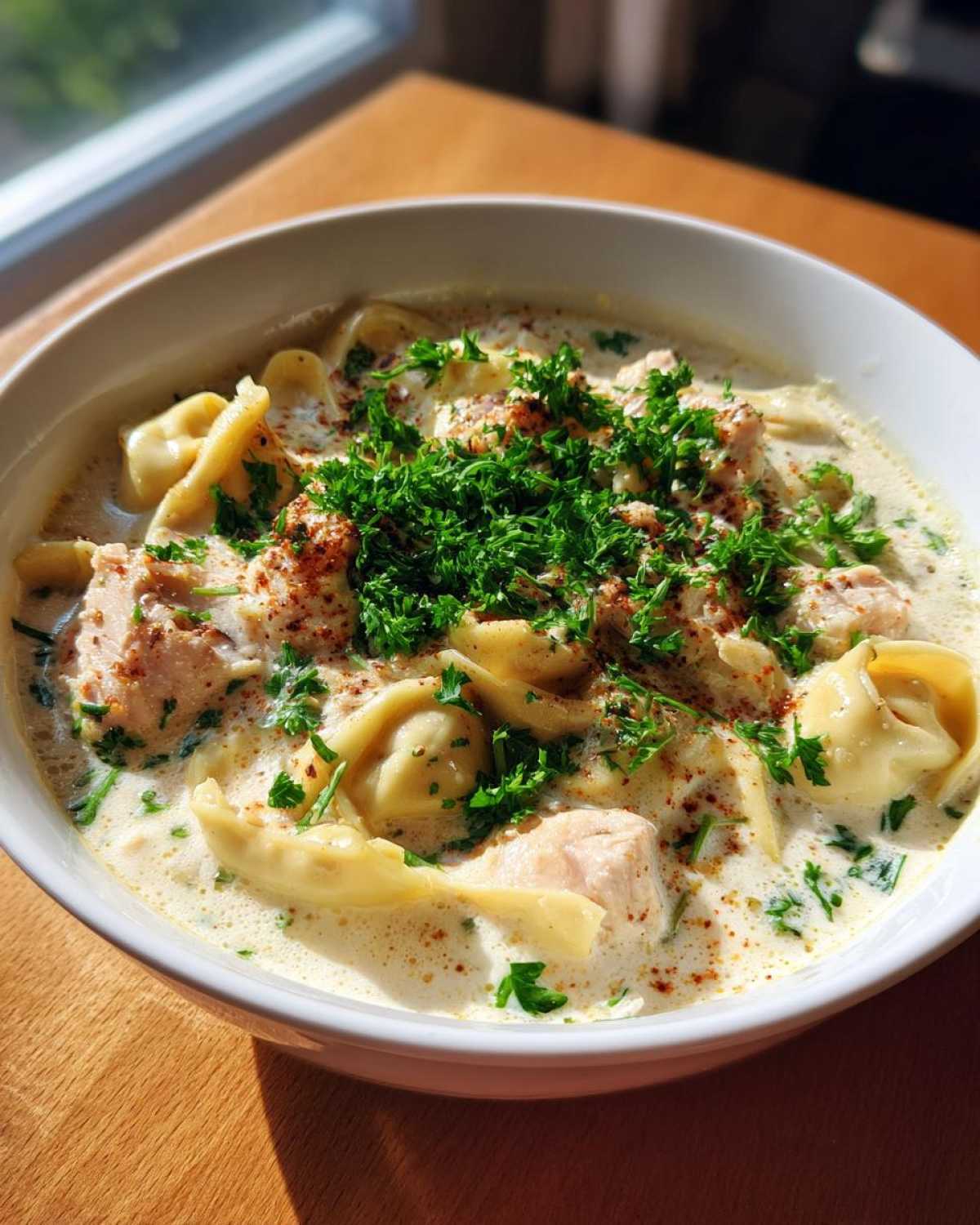 creamy chicken tortellini soup - detail 4