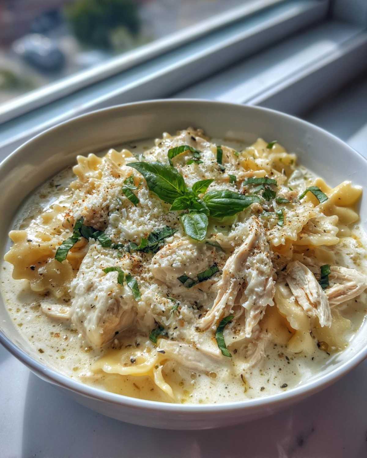 creamy white chicken lasagna soup - detail 2