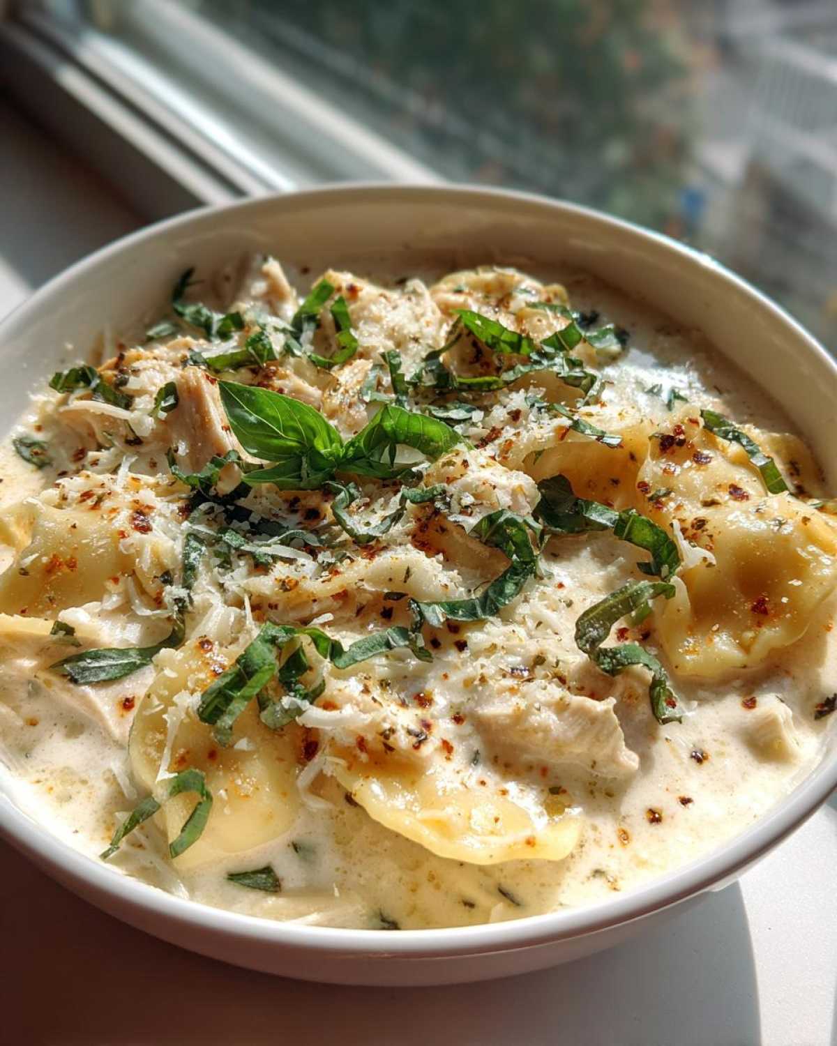 creamy white chicken lasagna soup - detail 4
