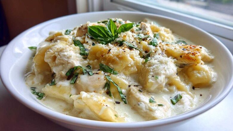 creamy white chicken lasagna soup