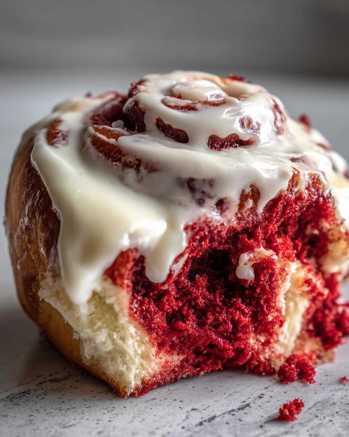 red velvet cinnamon rolls - detail 1