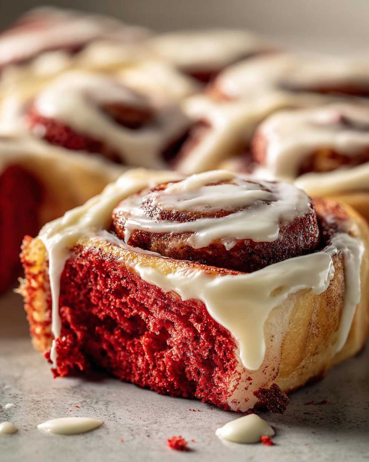 red velvet cinnamon rolls - detail 2