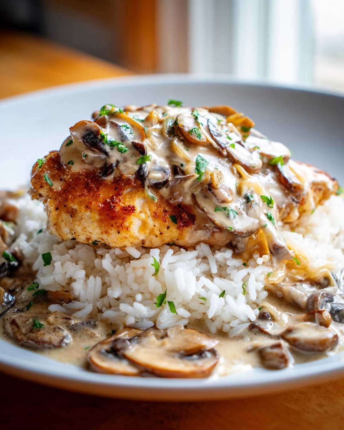 smothered chicken and rice - detail 1