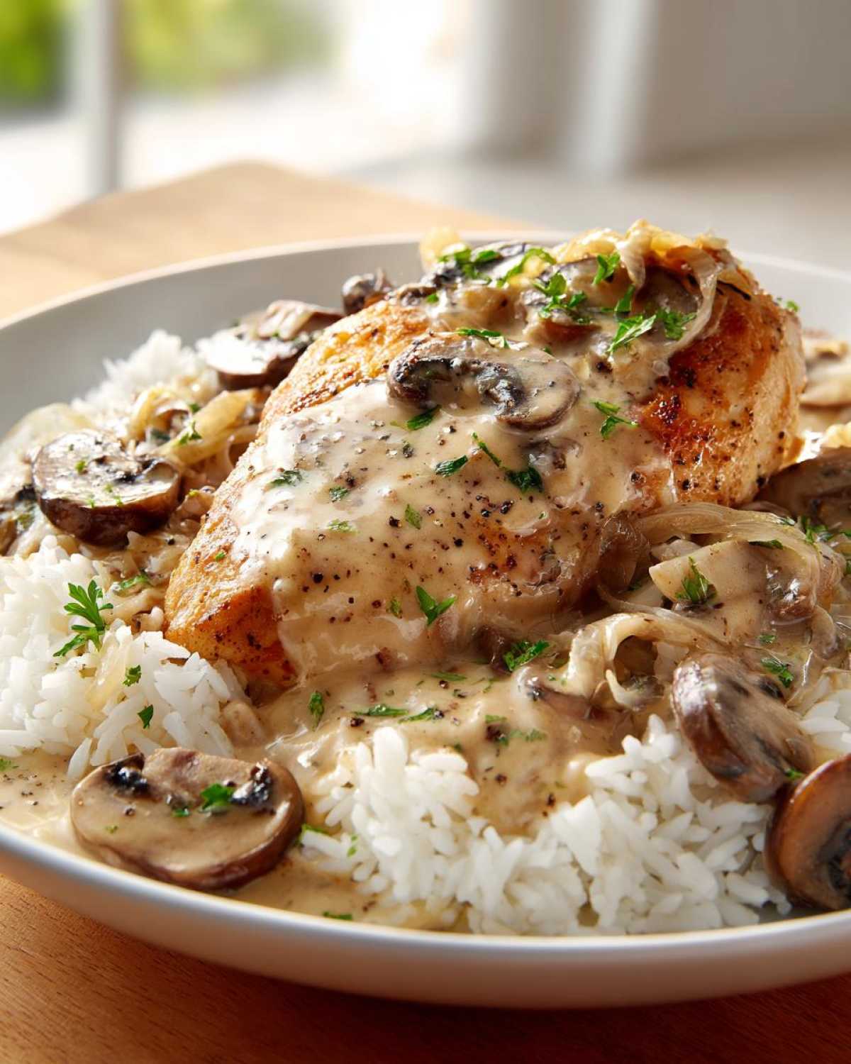 smothered chicken and rice - detail 2
