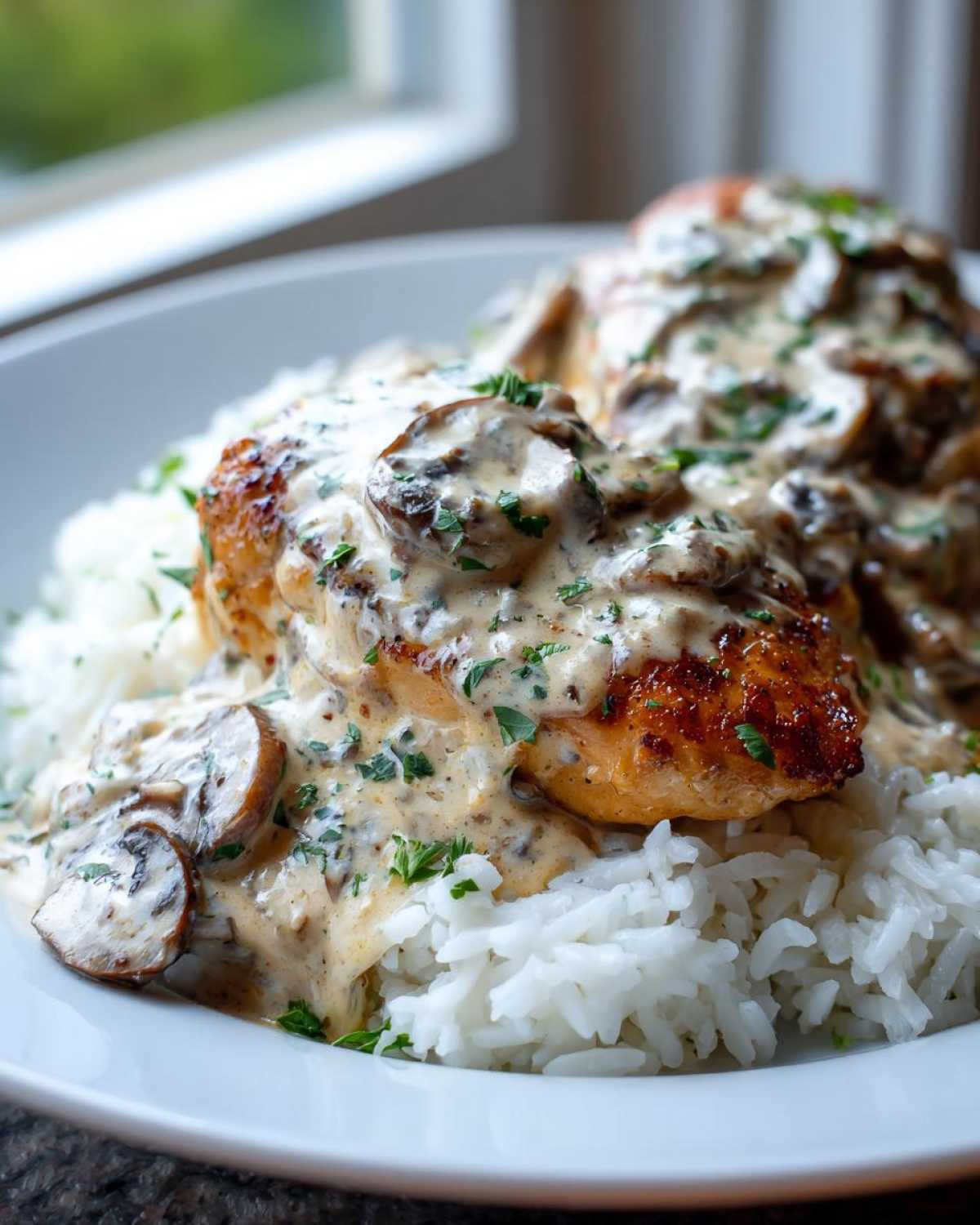 smothered chicken and rice - detail 3