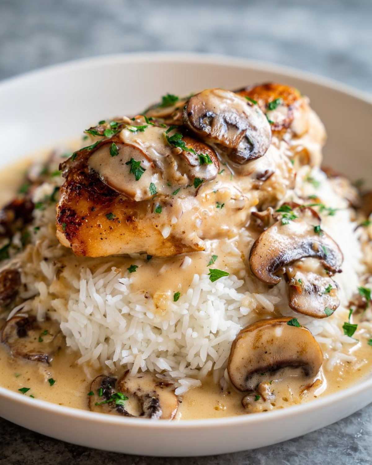 smothered chicken and rice - detail 4