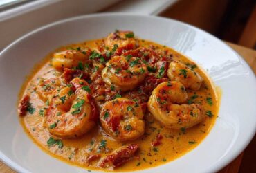 Plump shrimp coated in a rich, creamy sun-dried tomato sauce, garnished with fresh parsley. This is the One-Pan Creamy Sun-Dried Tomato Shrimp.